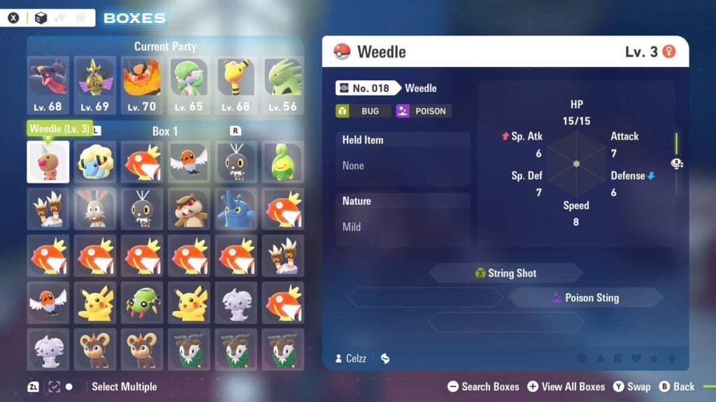 A box filled with Pokémon in Legends Z-A