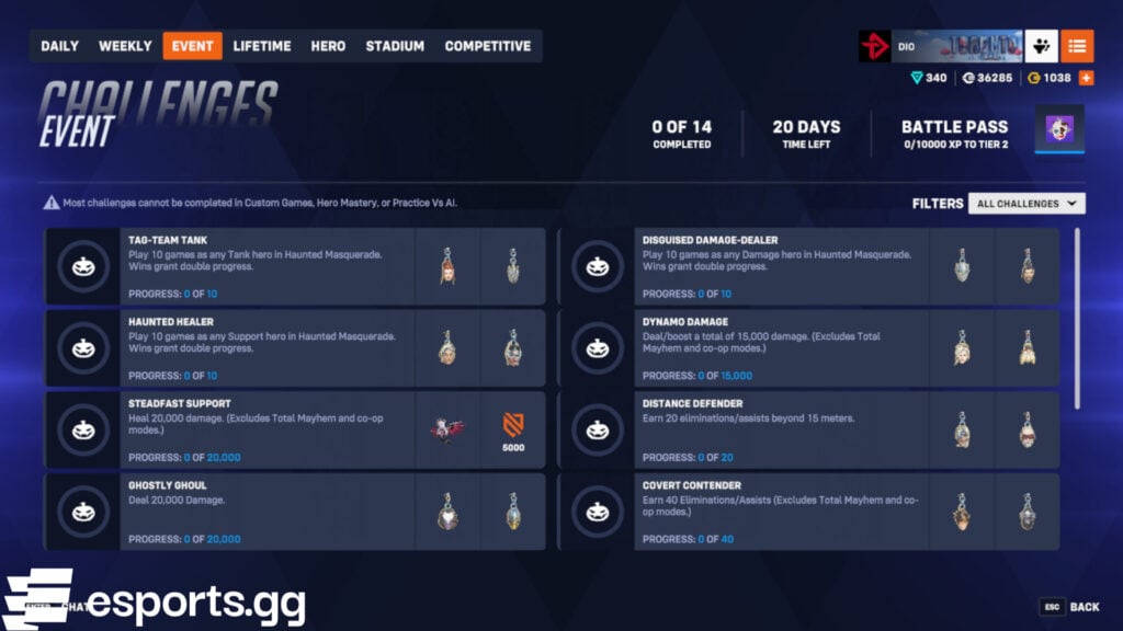 Overwatch 2 Haunted Masquerade challenges