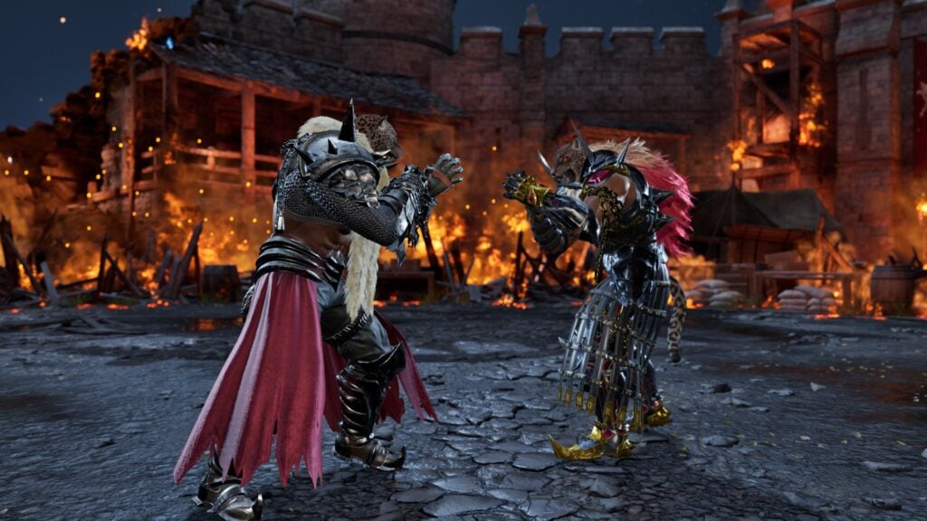 The TEKKEN 8 screenshot features two Armor King characters battling.