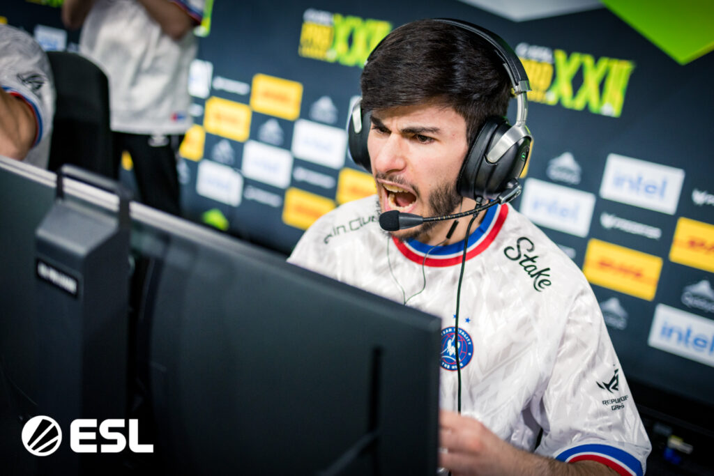 It's a photo of the Counter-Strike 2 player flameZ from Team Vitality during the CS2 esports ESL Pro League Season 22.
