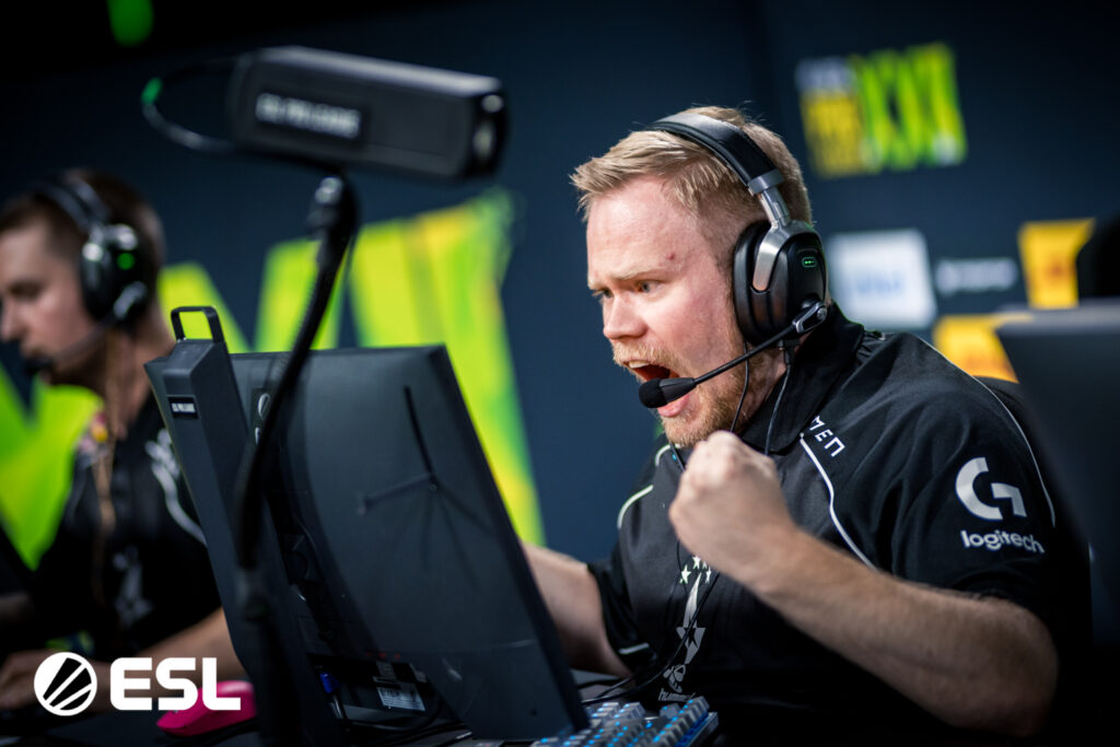 It's a photo of Magisk, a CS2 esports players who competes withing the team Astralis at the event ESL Pro League S22.