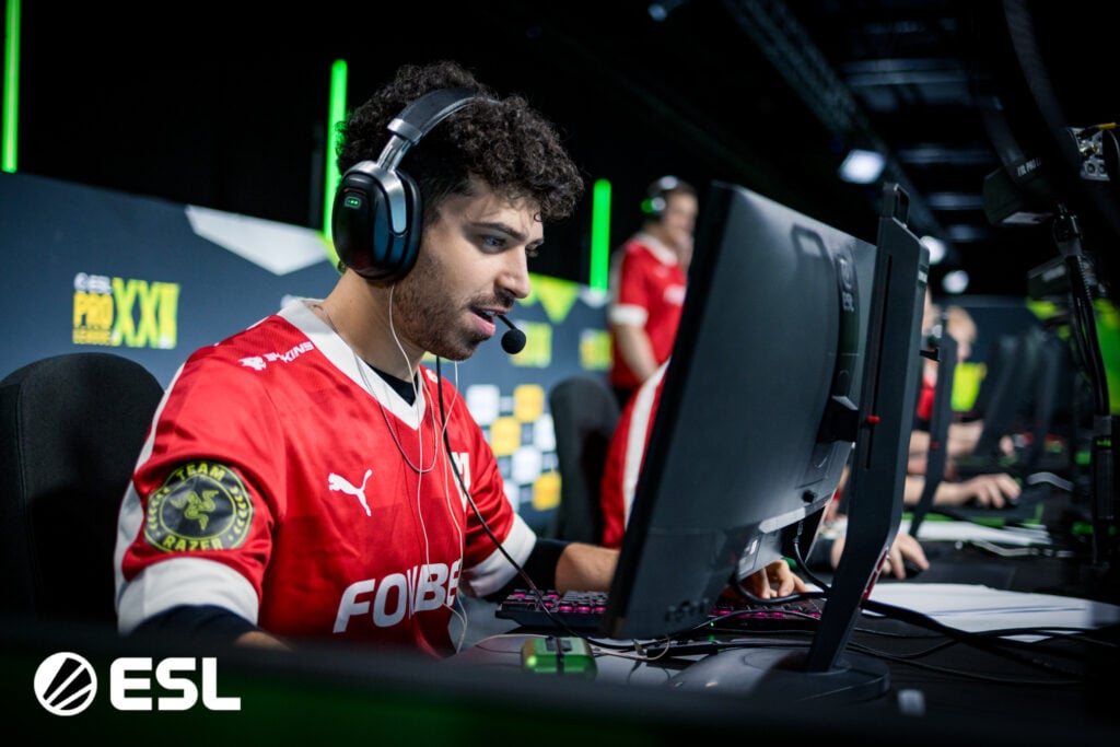 It's a photo of the Counter-Strike 2 player Spinx from the team MOUZ during the CS2 esports ESL Pro League Season 22.