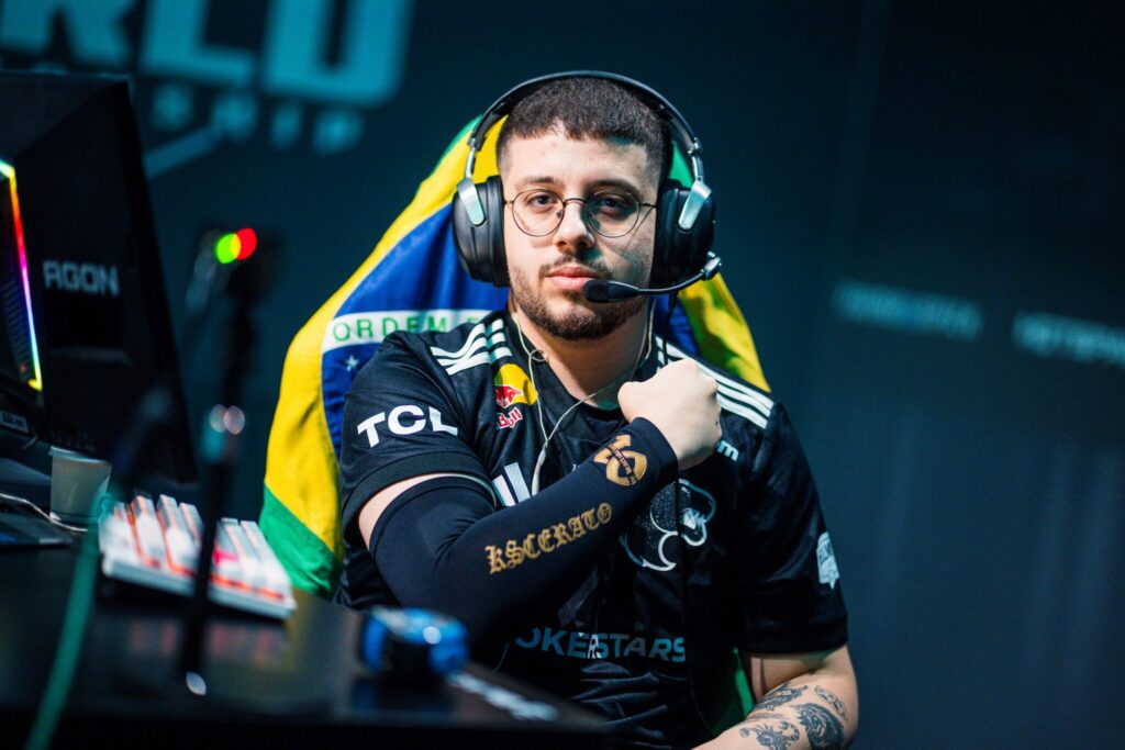 It's a photo of the CS2 esports player KSCERATO from the team KSCERATO at the Thunderpick World Championship 2025.