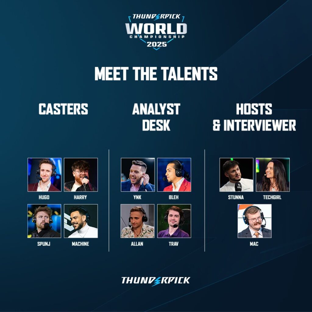 The image shows talent at the CS2 esports Thunderpick World Championship 2025.