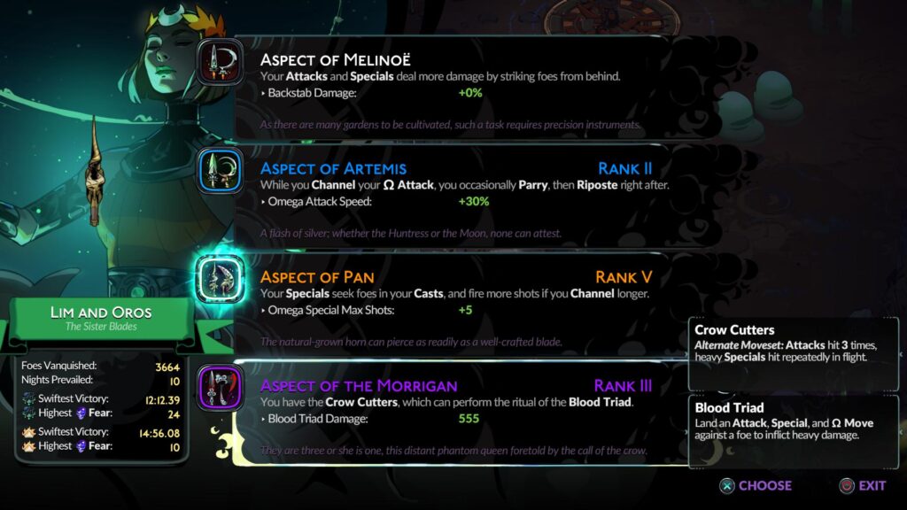 Hidden Aspect of the Morrigan in Hades 2 (Screenshot via esports.gg)