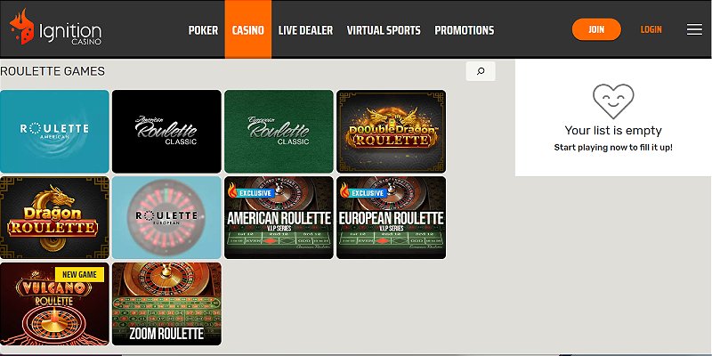 Ignition Casino USA - Roulette