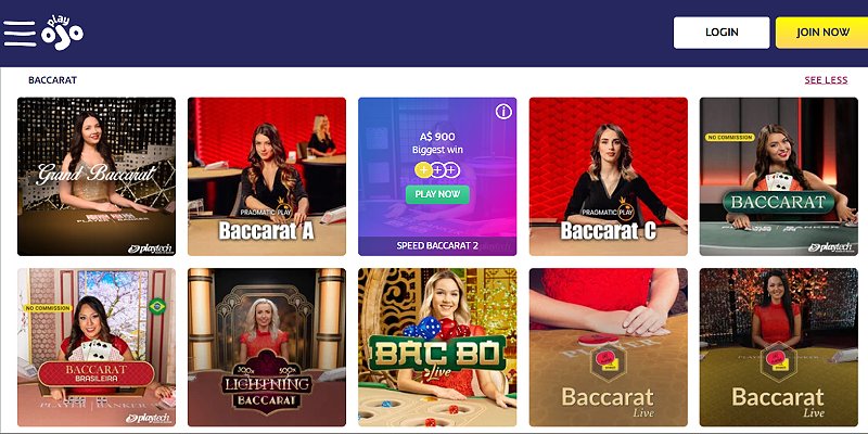 Play Ojo Casino CA - Baccarat