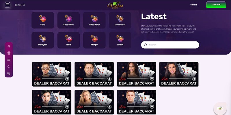 Shazam Casino US - Baccarat