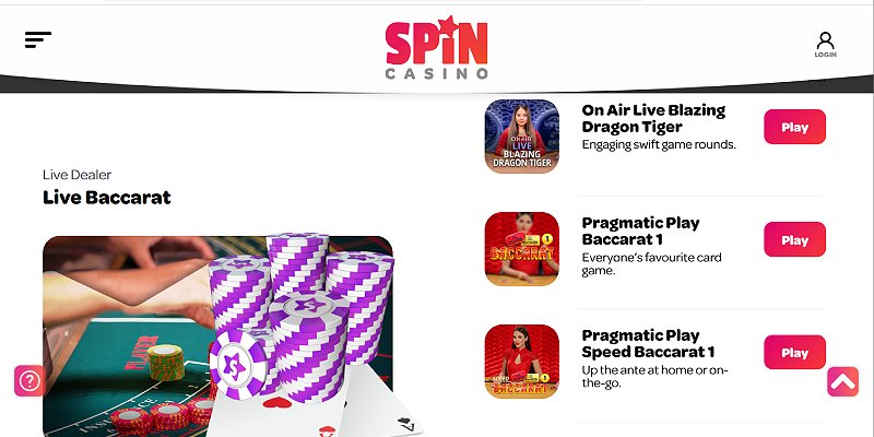 Spin Casino CA - Baccarat