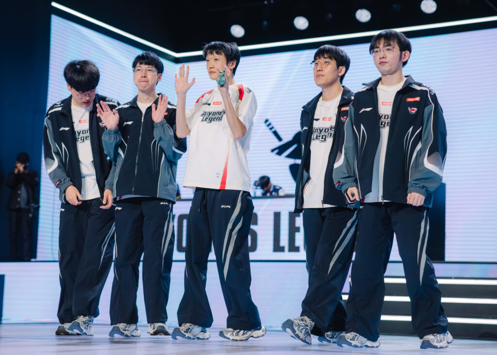 The LoL esports players from the team Anyone's Legend after their win over CTBC Flying Oyster in Round 3 of LoL Worlds 2025 Swiss Stage - photo.