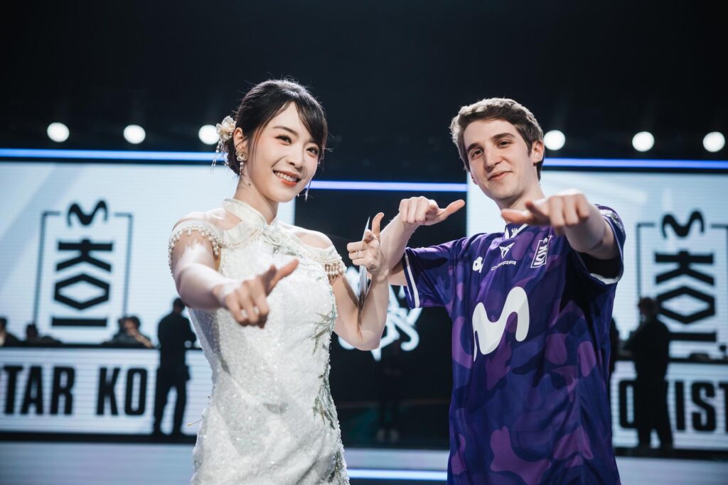 Candice and MKOI Supa at Worlds 2025 (Photo via Riot Games | Colin Young-Wolff)