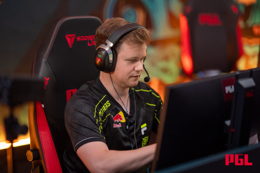 It's a photo of the Counter-Strike esports player Snappi from the team Ninjas in Pyjamas at the tournament PGL Astana 2025.