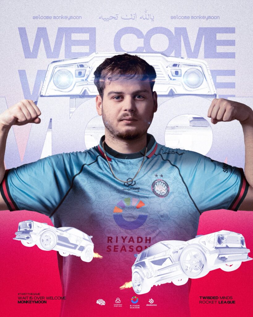It's the official poster: the Rocket League esports player M0nkey M00n joins the team Twisted Minds.