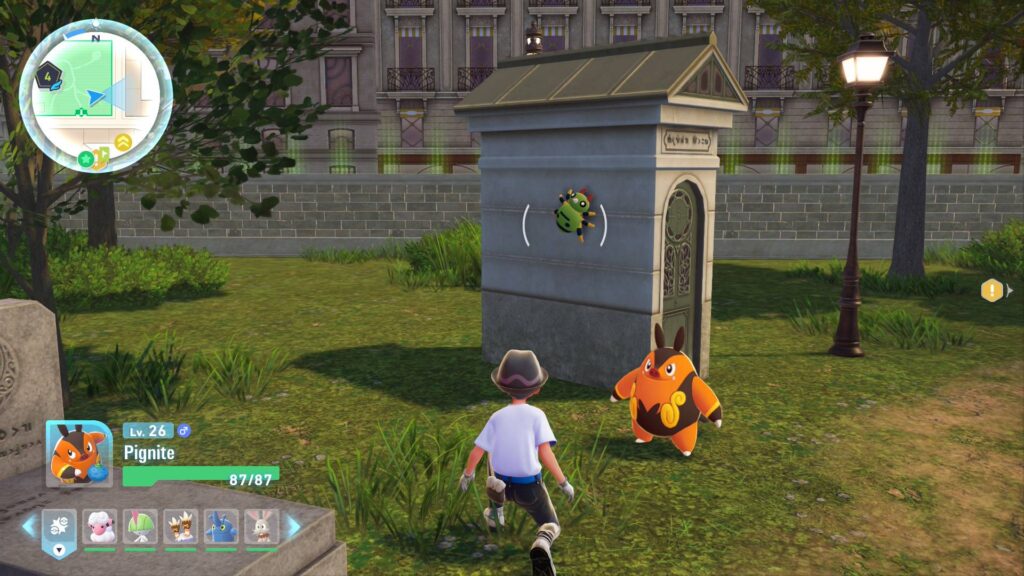 Spinarak crawling on a tomb in Dormen Biez Cemetery