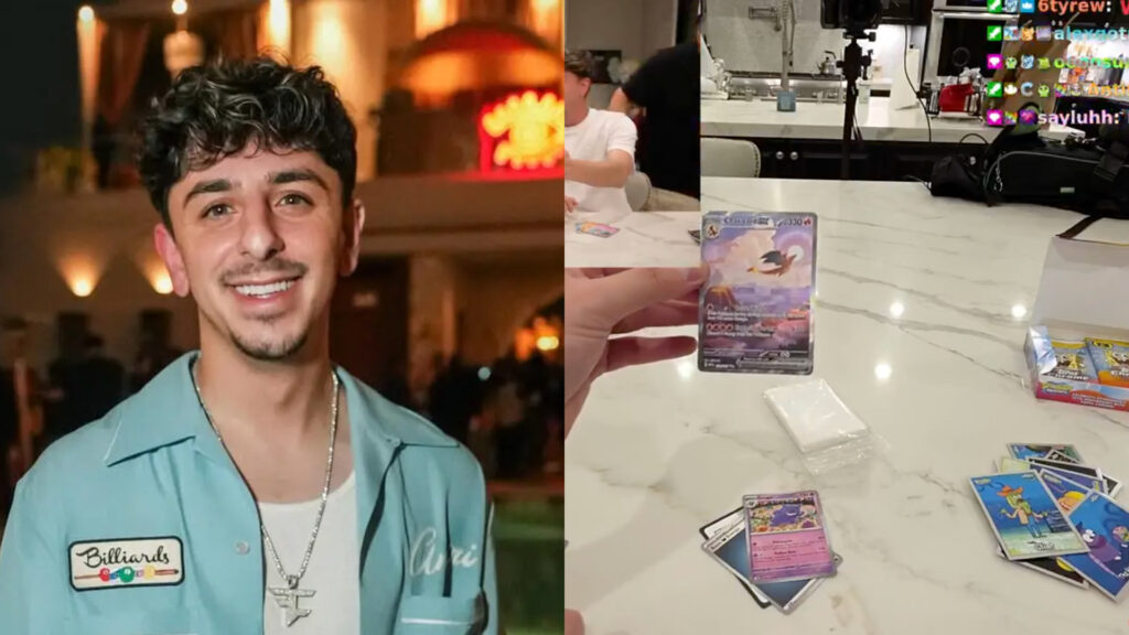 FaZe Rug pulls 3 Charizards in a row during live Pokémon TCG unboxing