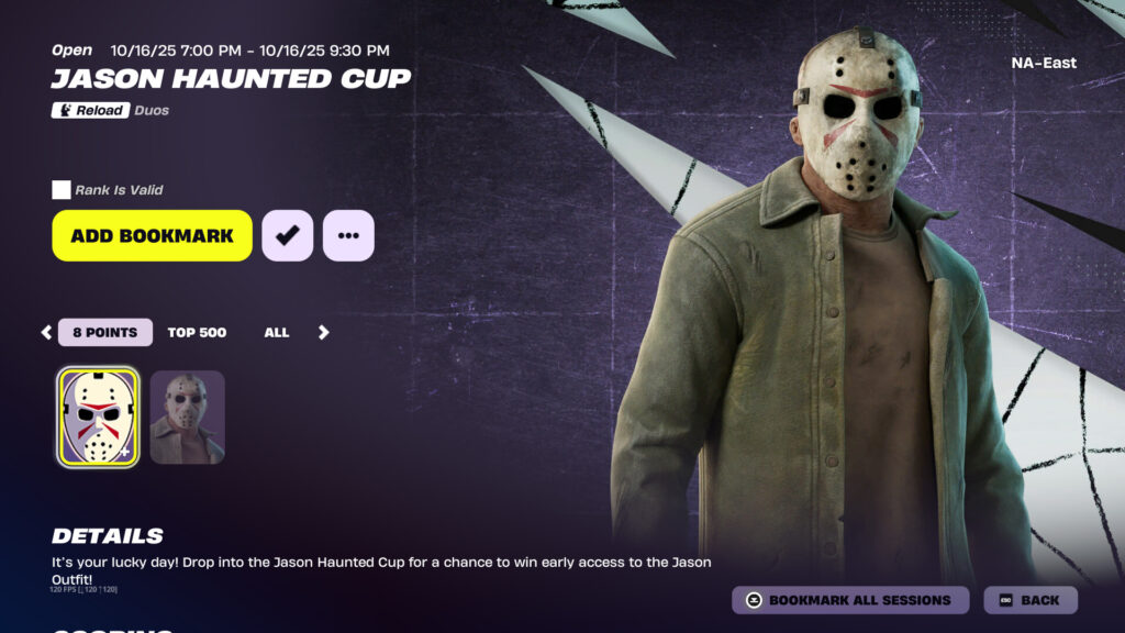 Fortnite Jason Cup in the 'Compete' tab