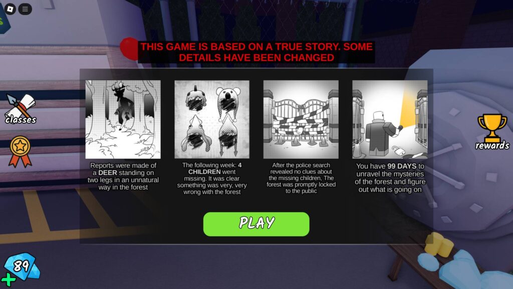 99 Nights in the Forest Play panel