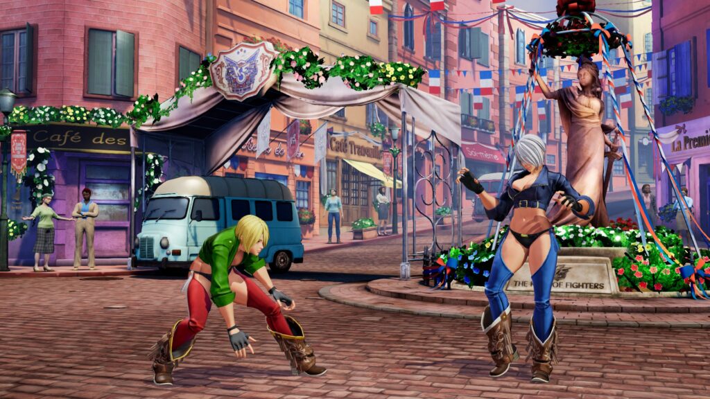 Angel vs Angel in the training mode of The King of Fighters XV — a screenshot.