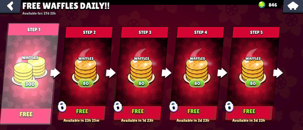 During the Stranger Things event, Brawl Stars has free waffles in the shop - the screenshot shows this offer.