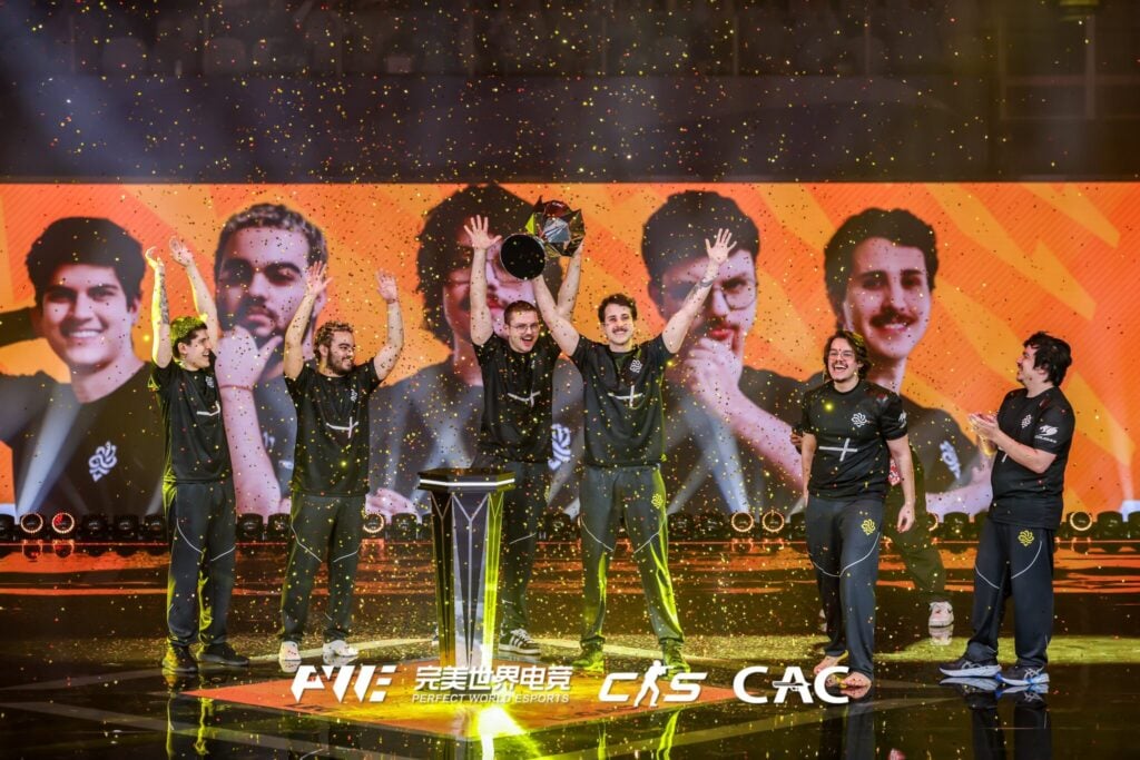 The photo features the CS2 team Legacy after winning CS Asia Championships 2025.