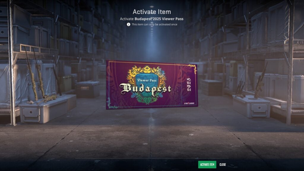 The screenshot from the game CS2 shows the Viewer Pass for Counter-Strike 2 StarLadder Budapest Major 2025.