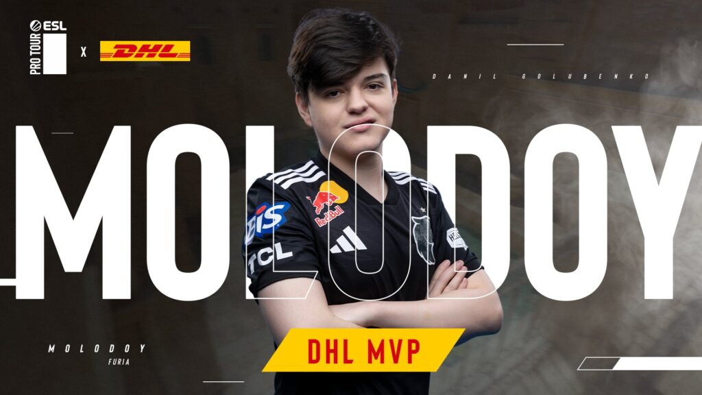The image is the official poster for the CS2 player molodoy being the MVP at the Counter-Strike 2 esports tournament IEM Chengdu 2025.