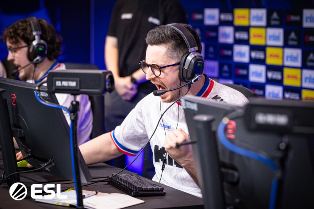The photo features the Counter-Strike 2 players from Team Vitality, apEX and ZywOo, during Round 3 of the Group Stage at the CS2 esports tournament IEM Chengdu 2025.