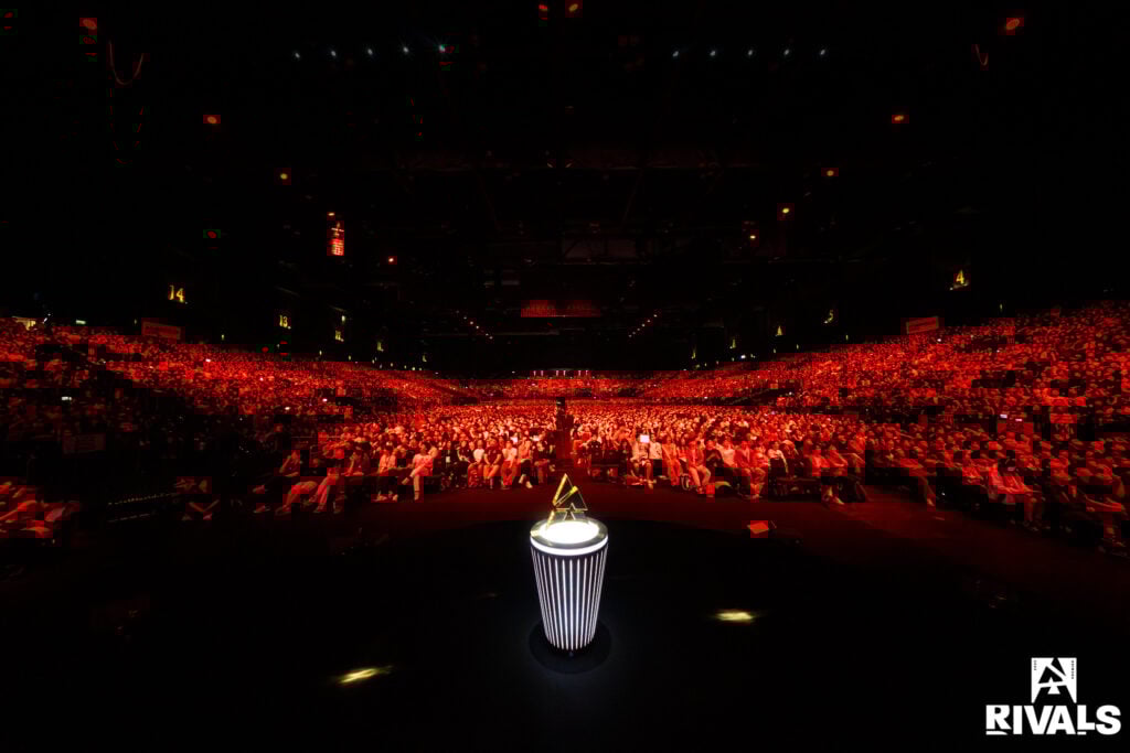 It’s a photo of the full arena during the CS2 esports event BLAST Rivals Fall 2025 in Hong Kong.
