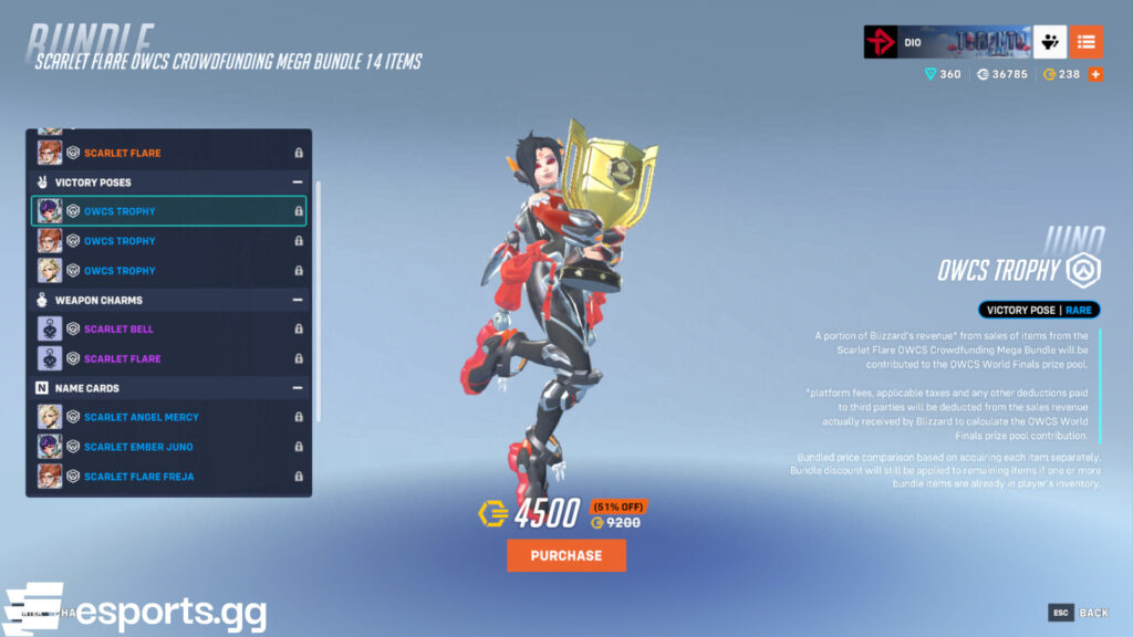 OWCS Trophy victory pose for Juno