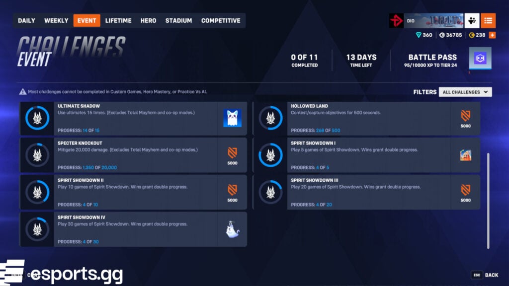 Overwatch 2 Spirit Showdown challenges