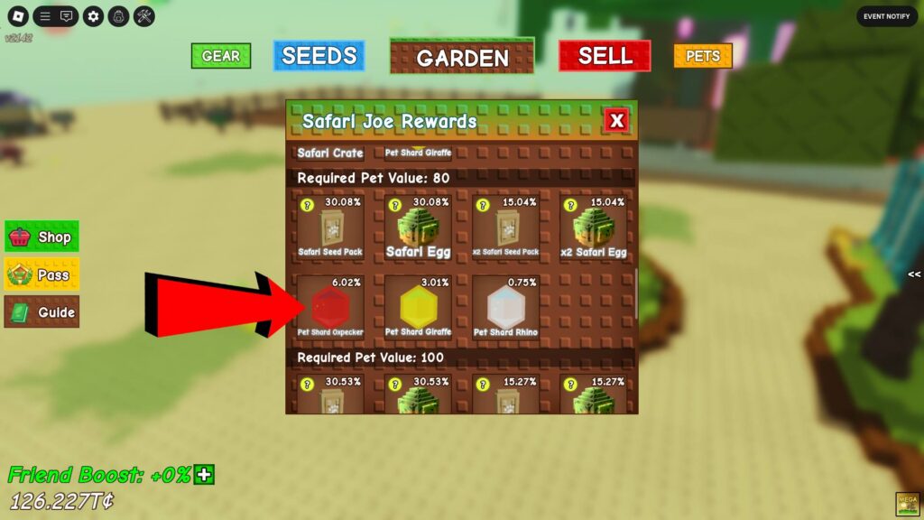 Oxpecker Shard in Grow a Garden's Safari Joe Rewards