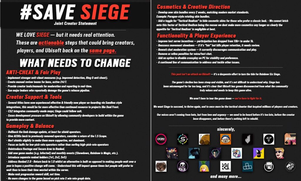 The image is a list of tips on how to save the game Rainbow Six Siege X. It was published by the pro player William "Spoit" Löfstedt.