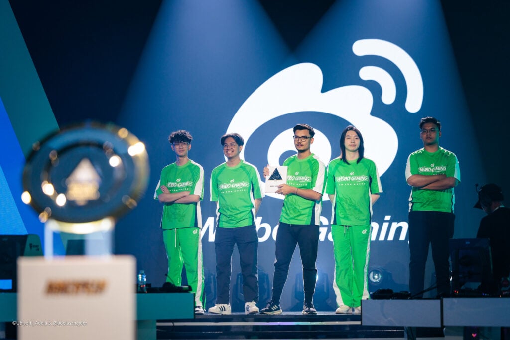 It’s a photo of the R6 esports players from the team Weibo Gaming during the Esports World Cup 2025.