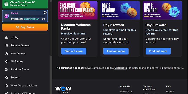 Wow Vegas Casino US - Bonus