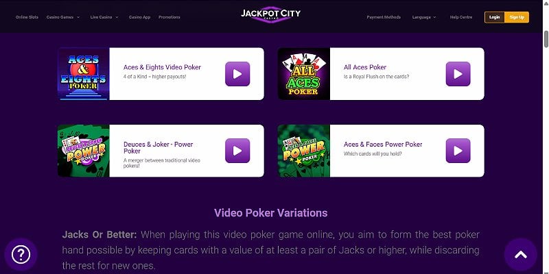Jackpot City Casino CA - Poker