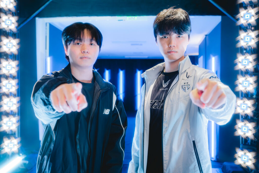 KT Bdd (L) and Chovy. (Photo by Colin Young-Wolff/Riot Games)