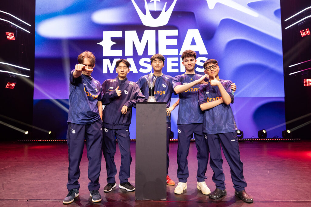 The winning KC Blue roster in EMEA Masters Summer 2025 (Photo by Elliot Le Corre/Webedia, Riot Games)