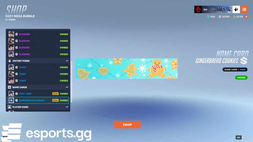 overwatch 2 Gingerbread Cookies name card