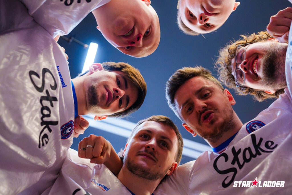 The CS2 esports players from Team Vitality in Stage 3 at the StarLadder Budapest Major 2025 - a photo.