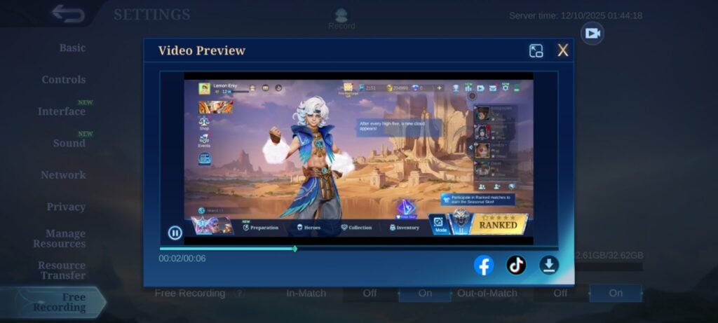 How to download recordings or clips in MLBB