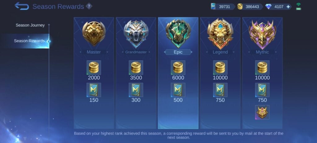 MLBB Season Rewards