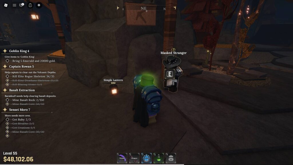 Masked Stranger NPC in Roblox The Forge