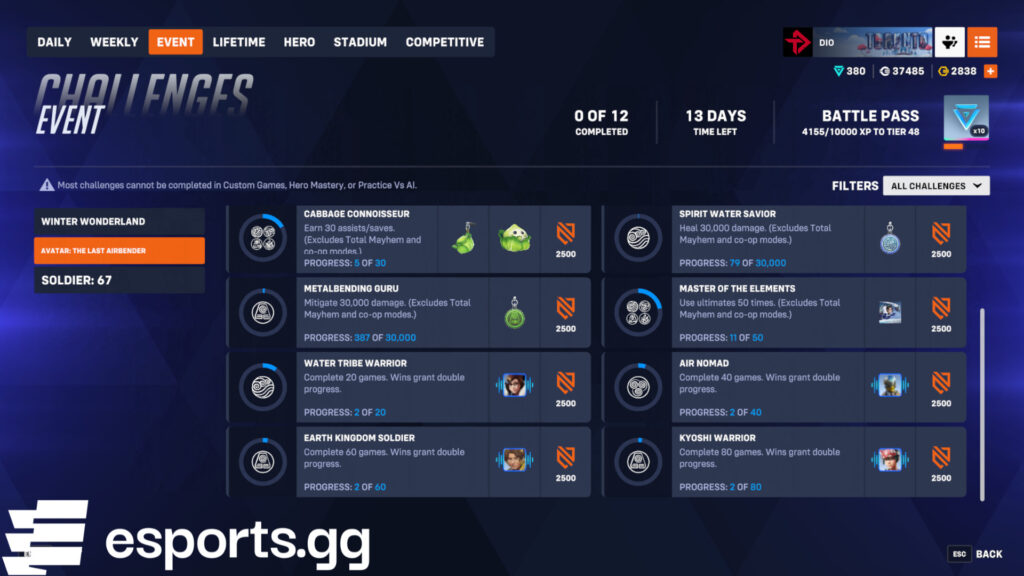 Overwatch 2 Avatar event challenges