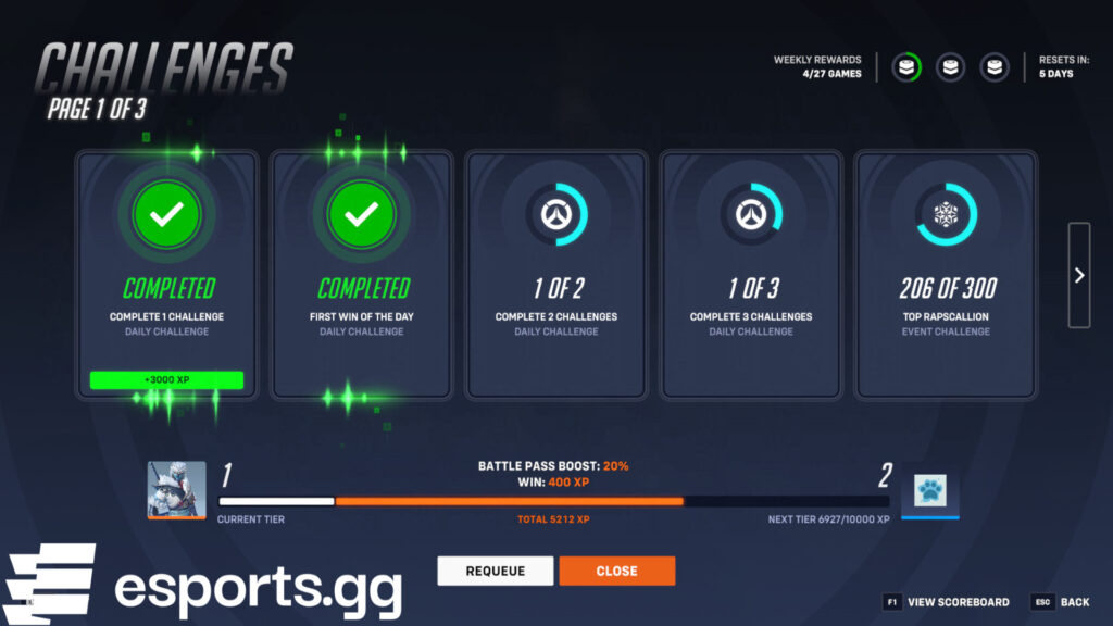 Complete matches to earn progress toward the Overwatch 2 Winter Wonderland event challenges