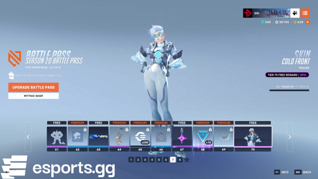 The Cold Front Tracer skin in the Overwatch 2 Season 20 Battle Pass