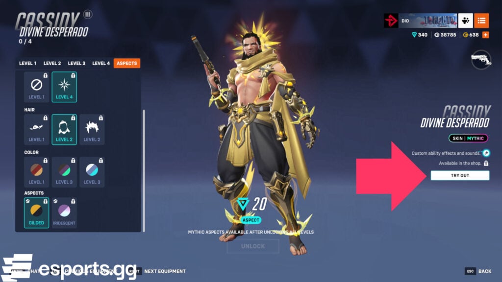 Gold Cassidy skin overwatch 2