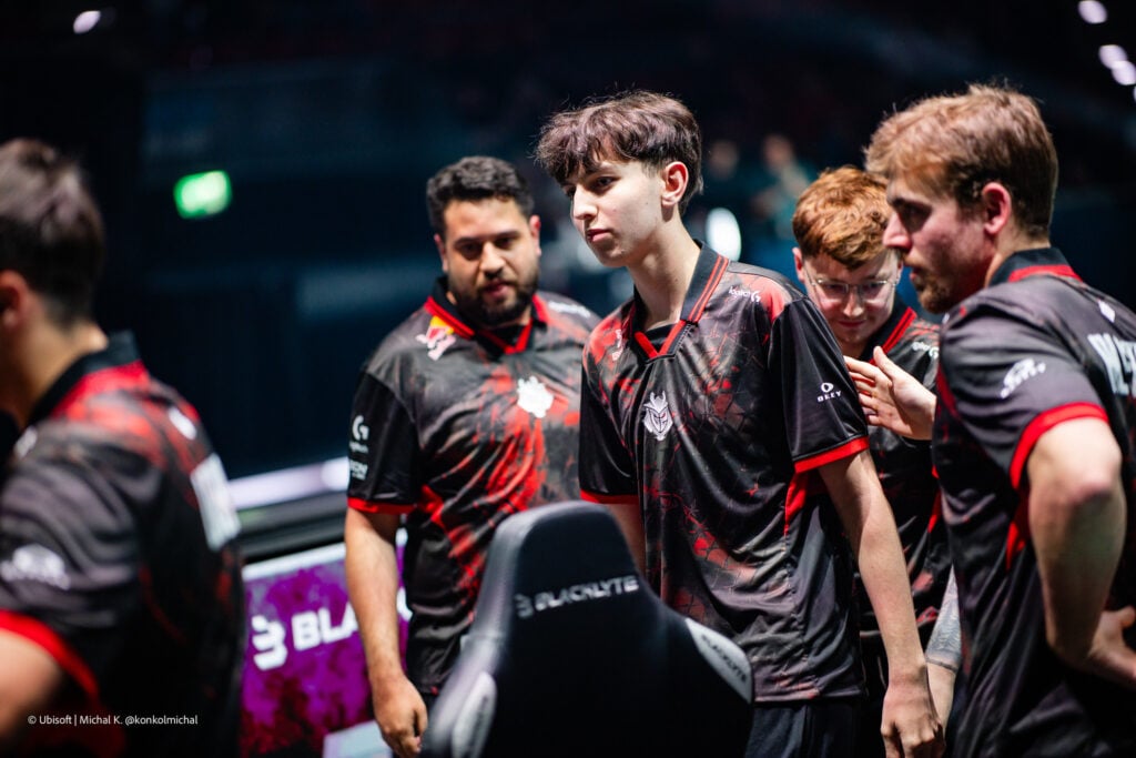 The photo features the Rainbow Six Siege X players from the team G2 Esports at the tournament Munich Major 2025.