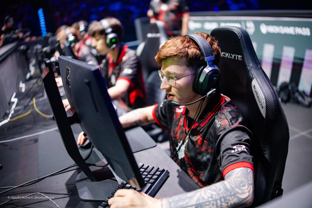 The photo features the Rainbow Six Siege X players from the team G2 Esports at the tournament Munich Major 2025.