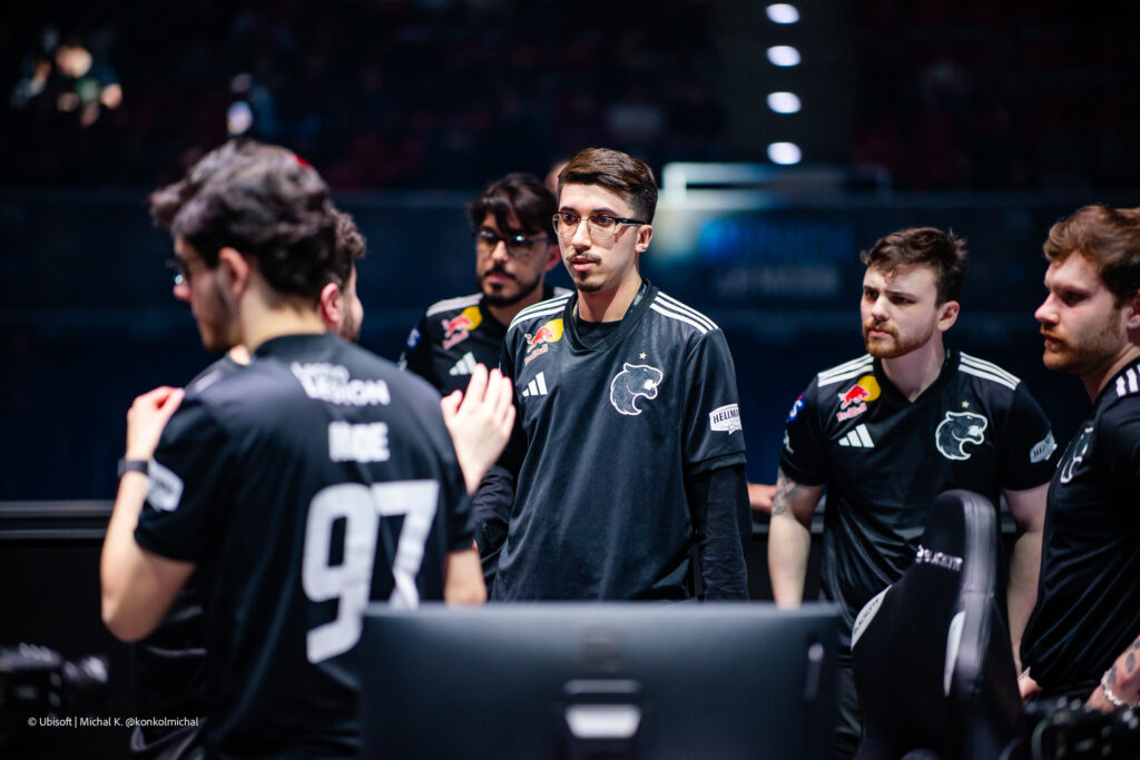 The photo features the Rainbow Six Siege X players from the team FURIA at the esports event Munich Major 2025.