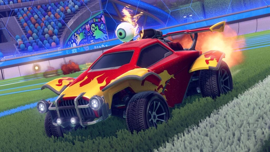 It's a picture of a Rocket League car with the Fire Eye topper. This cosmetic item is a reward from the Heatseeker Ranked Challenges during the in-game Season 21.